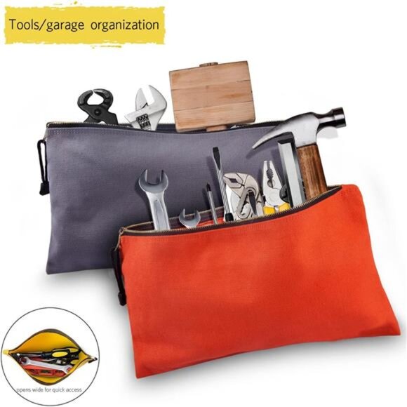 7 Pack Canvas Tool Bag Zipper Pouch - Heavy Duty 16 oz. Canvas Tools Utility - Picture 13 of 16